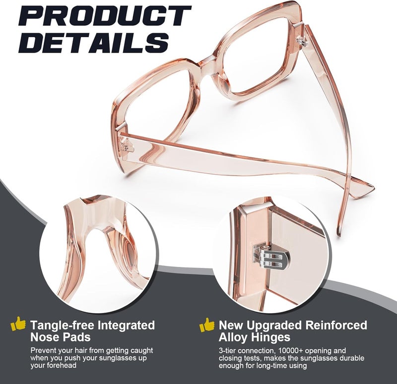 GQUEEN Oversized Fake Glasses Women Men Retro Thick Big Square Frame Clear Lens UV400 Protection Fashion Eyeglasses - Image 3